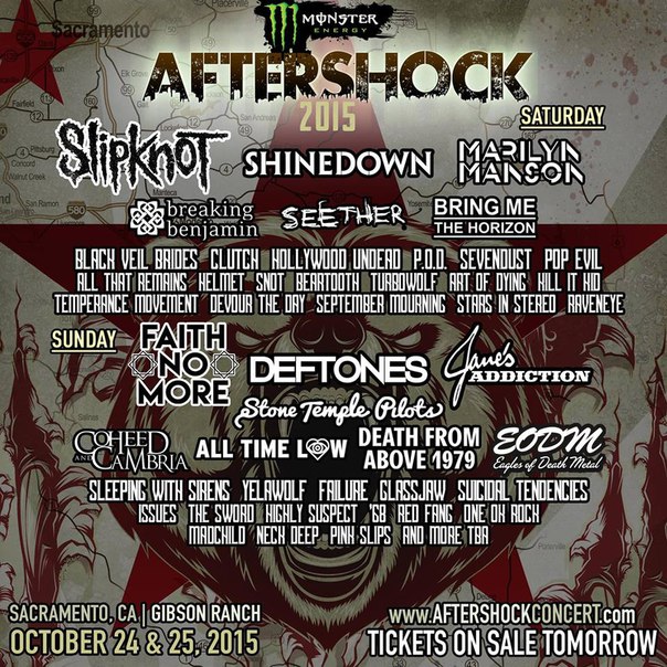 October 24, 2015 performance at Monster Energy Aftershock, Sacramento, California, USA.