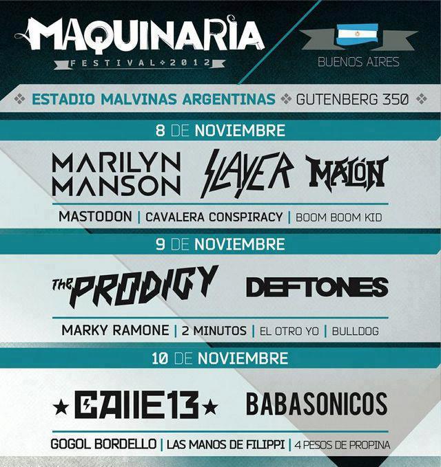 November 8, 2012 performance at Maquinaria Festival, Estadio Único in Buenos Aires, Argentina.
