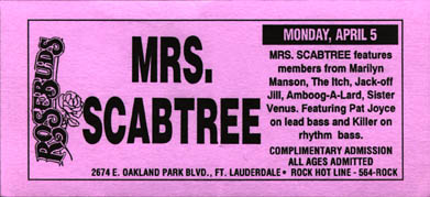 April 5, 1993 performance at Rosebud's in Fort Lauderdale, Florida, USA.